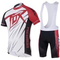 2014 Fox Bike Team Fietspakken Fietsshirt Korte+Korte koersbroeken Bib wit rood 4167