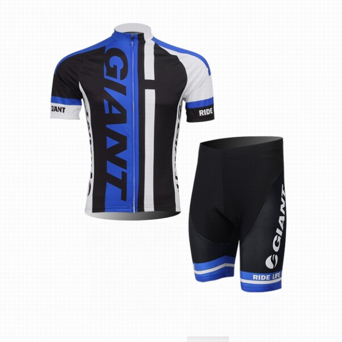 2014 Giant Fietskleding Fietsshirt Korte Mouwen+Fietsbroek Korte zeem zwart blauw 1047