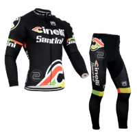 2014 Cinelli Fietskleding Fietsshirt lange mouw+lange fietsbroeken Zwart 1206