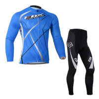 Fox 2014 Fietskleding Fietsshirt lange mouw+lange fietsbroeken Blauw Zwart 1016