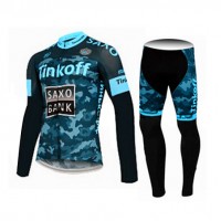 2015 Saxo bank tinkoff Fietskleding Fietsshirt lange mouw+Lange fietsbroeken 1979
