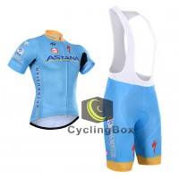 2015 Astana Fietskleding Set Fietsshirt Korte Mouwen+Fietsbroek Bib Korte 2122