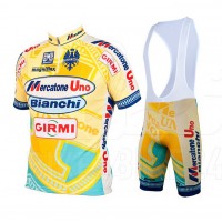 2015 Santini Mercatone Uno Bianchi Fietskleding Set Fietsshirt Korte Mouwen+Fietsbroek Bib Korte 2378