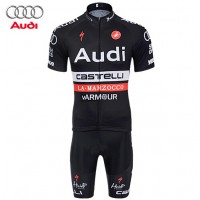 2015 AUDI Castelli Fietskleding Set Fietsshirt Korte Mouwen+Fietsbroek Korte zwart 2316