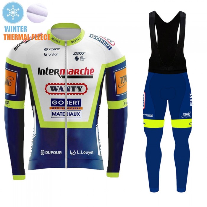 Winter Fleece Wanty Pro Team 2021 Fietskleding Fietsshirt Lange Mouw+Lange Fietsbroek Bib 20210481