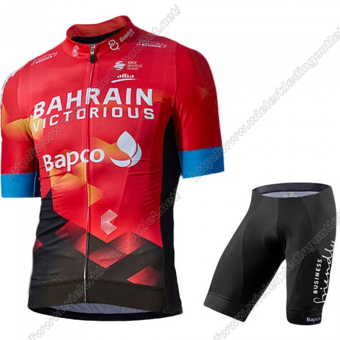Bahrain Victorious 2021 Team Wielerkleding Fietsshirt Korte Mouw+Korte Fietsbroeken 81