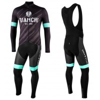 2022 Bianchi Milano Bianzone Black Fietskleding Fietsshirt Lange Mouw+Lange Fietsbroek Bib Set Syj9R