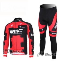 BMC Racing Pro Team Fietspakken Fietsshirt lange mouw+lange fietsbroeken rood 34