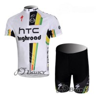 Highroad Pro Team Fietsshirt Korte mouw Korte fietsbroeken met zeem Kits wit 4088