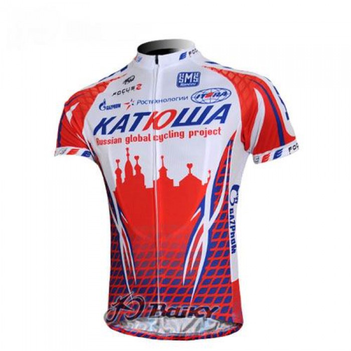 Katusha Rusland Fietsshirt Korte mouw wit rood 268