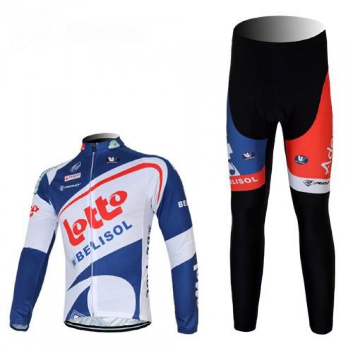 Lotto Belisol Fietspakken Fietsshirt lange mouw+lange fietsbroeken wit blauw 4382