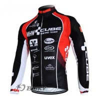 MHW Cube Racing Team Fietsshirt lange mouw rood zwart 4491