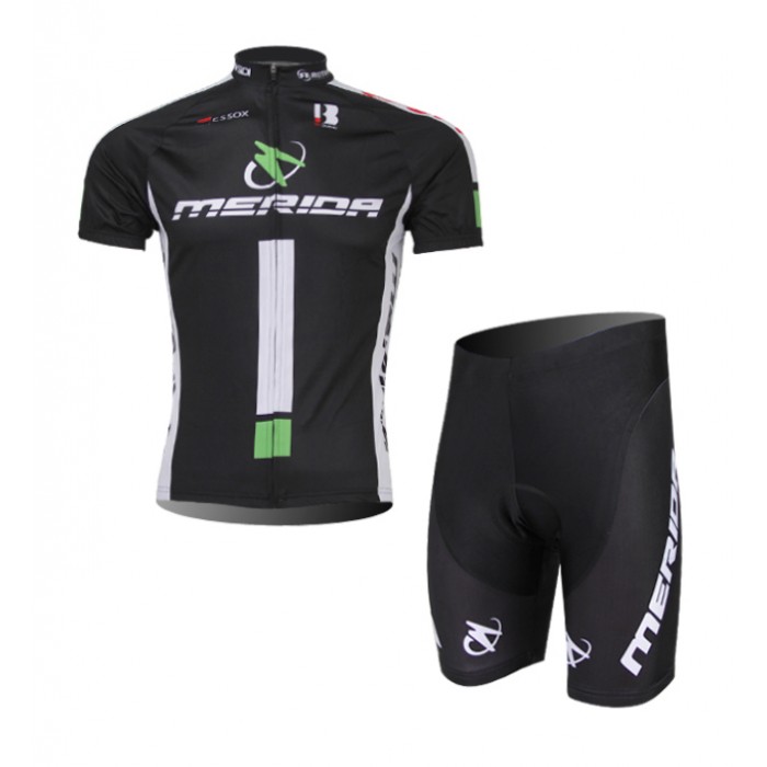Merida 2014 Fietskleding Fietsshirt Korte Mouwen+Fietsbroek Korte zeem Black wit 1109