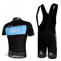 SKY Pro Team Fietspakken Fietsshirt Korte+Korte koersbroeken Bib zwart blauw 4312