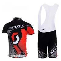 Scott Racing Team Fietspakken Fietsshirt Korte+Korte koersbroeken Bib zwart rood 4321