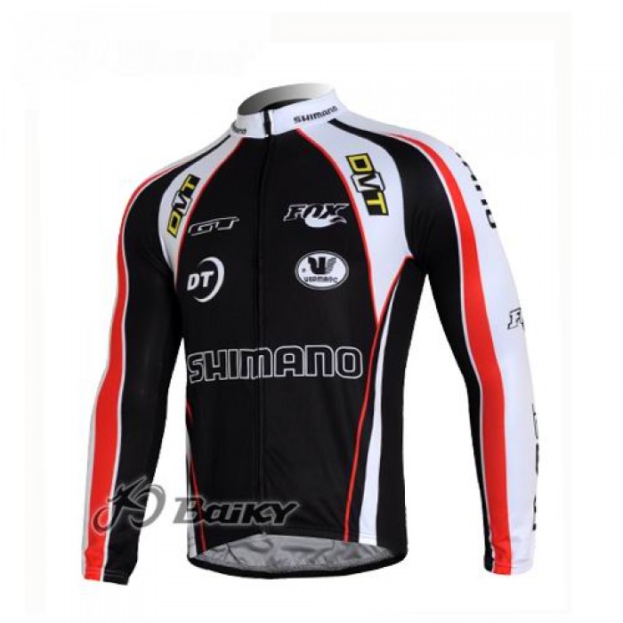 Shimano Pro Team Fietsshirt lange mouw zwart wit rood 4505 Shimano Pro Team Fietsshirt lange mouw zwart wit rood 4505