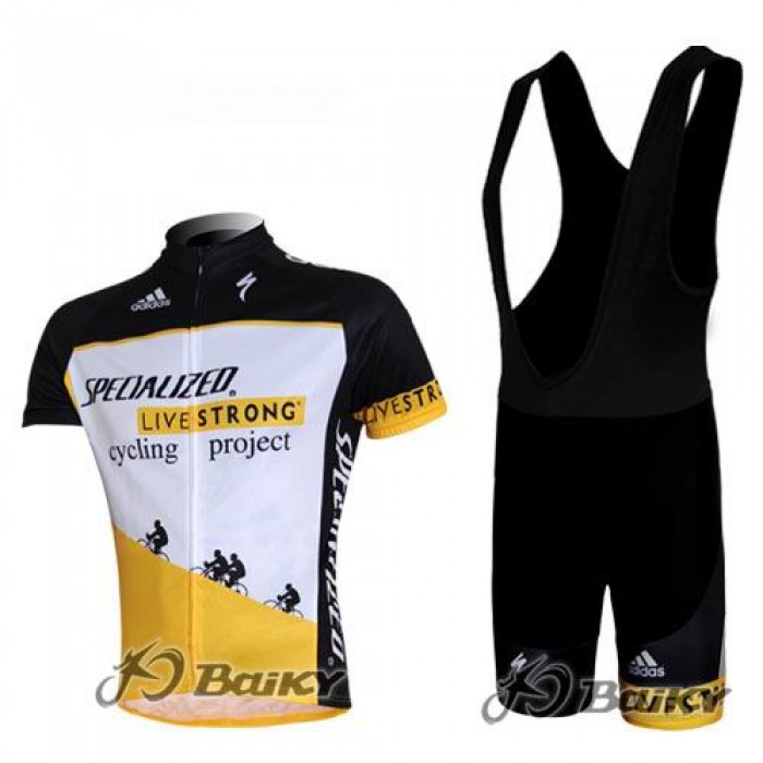 Specialized Livestrong Fietspakken Fietsshirt Korte+Korte koersbroeken Bib wit geel 4316