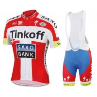 Tinkoff-Saxo Bank Champion danoise 2015 Fietskleding Set Fietsshirt Korte Mouwen+Fietsbroek Bib Korte 1970