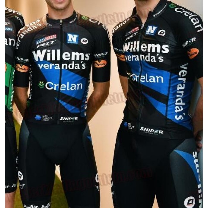 Veranda-s Willems Crelan Fietskleding Set wielershirt korte mouwen+koersbroek kort Bib 33nl10064