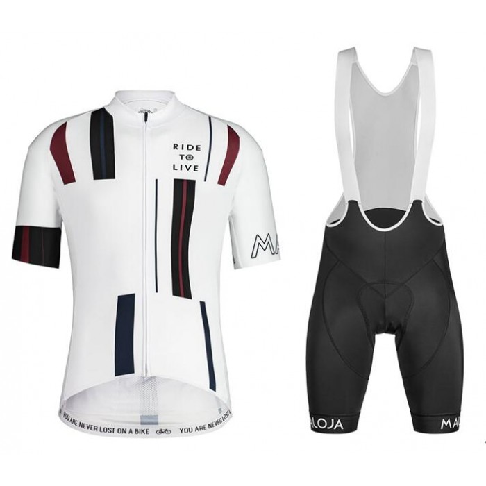 2020 MALOJA SanetschM Fietskleding Wielershirt Korte Mouw+Korte Fietsbroeken Bib Wit 2NFX8 2NFX8