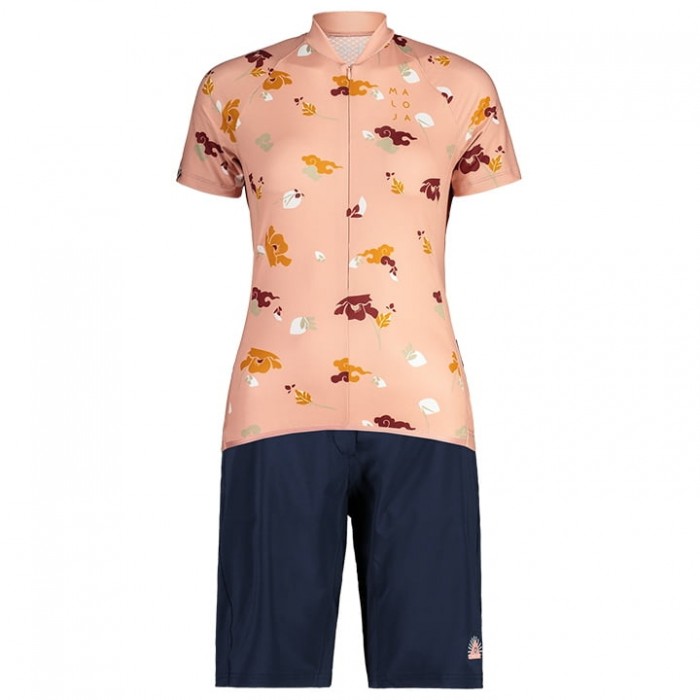 Dames MALOJA ErvaM Wielerkleding Wielershirt Korte Mouw+Korte Fietsbroeken fuchsia multicoloured JSOA5 JSOA5