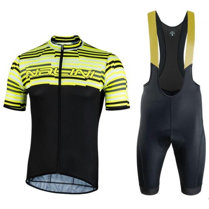 NALINI Chamonix 1924 Fietskleding Wielershirt Korte Mouw+Korte Fietsbroeken Bib Neon Geel Zwart ZVPPP ZVPPP