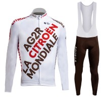 2021 Ag2r Mondiale Citroen Team Fietskleding Fietsshirt Lange Mouw+Lange Fietsbroek Bib 705