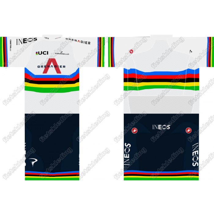 Team INEOS Grenadier 2021 UCI World Champion Fietskleding Set Wielershirt Korte Mouw+Korte Fietsbroeken 2021173