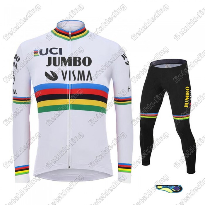 Team Jumbo Visma UCI World Champion 2021 Wielerkleding Set Fietsshirts Lange Mouw+Lange Fietsrbroek Bib 2021295 Team Jumbo Visma UCI World Champion 2021 Wielerkleding Set Fietsshirts Lange Mouw+Lange Fietsrbroek Bib 2021295