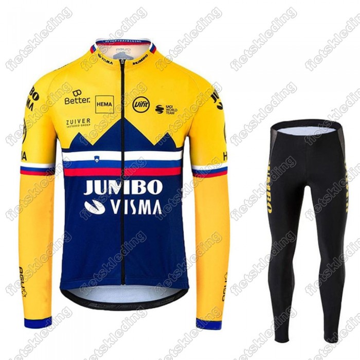 Jumbo Visma 2021 SLOVAKIAN Wielerkleding Set Fietsshirts Lange Mouw+Lange Fietsrbroek Bib 2021222 Jumbo Visma 2021 SLOVAKIAN Wielerkleding Set Fietsshirts Lange Mouw+Lange Fietsrbroek Bib 2021222