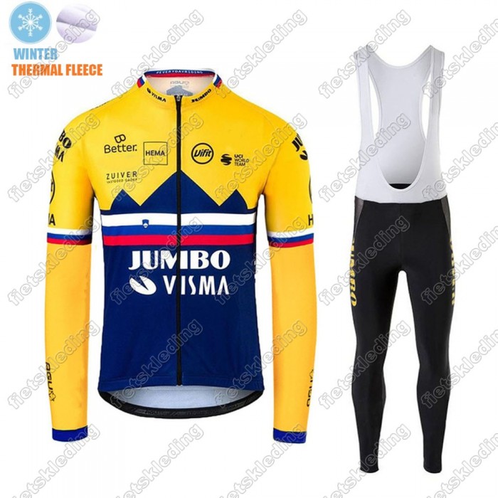 Winter Thermal Fleece Jumbo Visma 2021 SLOVAKIAN Wielerkleding Set Fietsshirts Lange Mouw+Lange Fietsrbroek Bib 2021242 Winter Thermal Fleece Jumbo Visma 2021 SLOVAKIAN Wielerkleding Set Fietsshirts Lange Mouw+Lange Fietsrbroek Bib 2021242