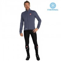 2019 Casteli DE grijs Thermo Wielerkleding Set Wielershirts lange mouw+fietsbroek lang met BYFH960