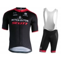 2019 Mitchelton-Scott zwart-rood Fietskleding Set Fietsshirt Korte Mouw+Korte fietsbroeken QHZJ242