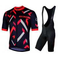 2019 Nalini Descesa 20 zwart-rood Fietskleding Set Fietsshirt Korte Mouw+Korte fietsbroeken ZRIG897