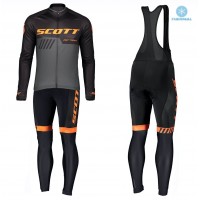 2019 Scott RC Profteams zwart-Orange Thermo Wielerkleding Set Wielershirts lange mouw+fietsbroek lang met DLNG273