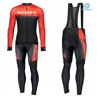 2019 Scott RC rood-zwart Thermo Wielerkleding Set Wielershirts lange mouw+fietsbroek lang met IRHH145