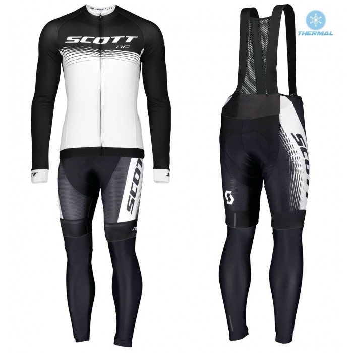2019 Scott RC zwart-wit Thermo Wielerkleding Set Wielershirts lange mouw+fietsbroek lang met QWDL720 2019 Scott RC zwart-wit Thermo Wielerkleding Set Wielershirts lange mouw+fietsbroek lang met QWDL720