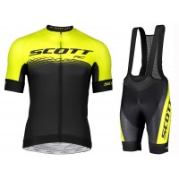 2019 Scott RC geel-zwart Fietskleding Set Fietsshirt Korte Mouw+Korte fietsbroeken ZORN795