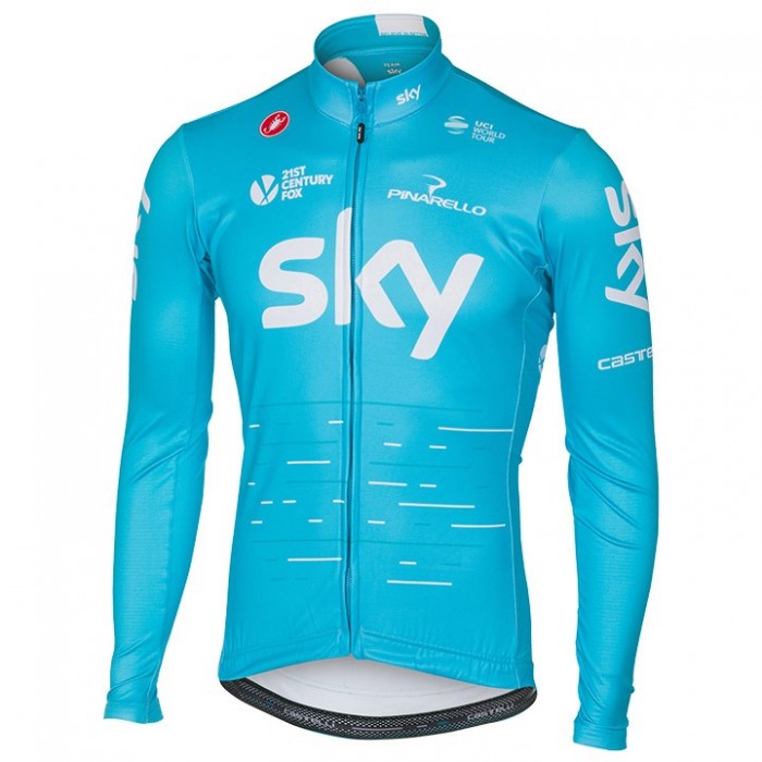 2017 Pro Team SKY blauw Fietsshirt lange mouw 2576 2017 Pro Team SKY blauw Fietsshirt lange mouw 2576