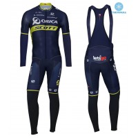 2017 Pro Team Orica Scott Winter Set Wielerkleding Wielershirt lange mouw+Lange fietsbroeken Bib 2532