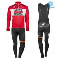 2017 Lotto-Soudal rood Winter Set Wielerkleding Wielershirt lange mouw+Lange fietsbroeken Bib 2500