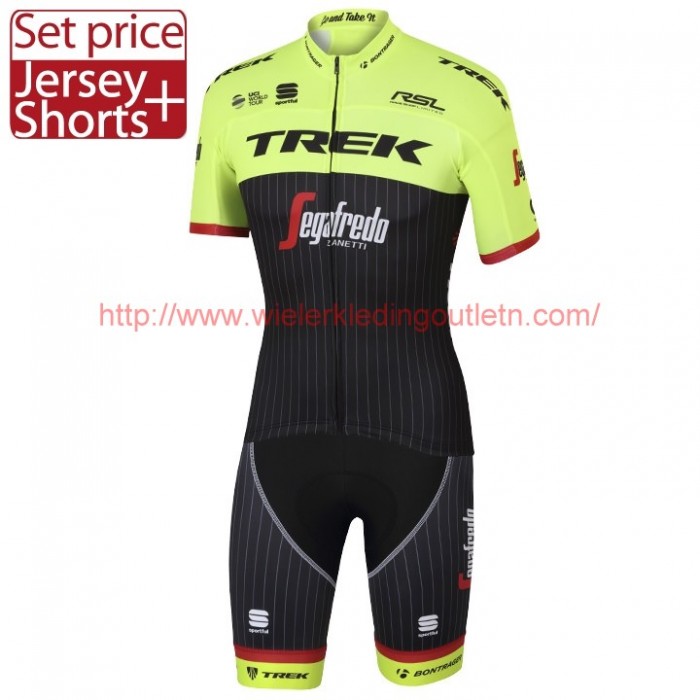 Trek Segafredo Pro 2017 geel Fietsshirt Korte Mouw+Cuissard Velo 201717678 Trek Segafredo Pro 2017 geel Fietsshirt Korte Mouw+Cuissard Velo 201717678