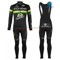 2016 Crelan-AA Drink zwart Winter Set Wielerkleding Wielershirt lange mouw+Lange fietsbroeken Bib 213571