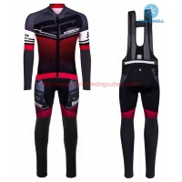 2016 Santini Interactive 30 zwart-rood Winter Set Wielerkleding Wielershirt lange mouw+Lange fietsbroeken Bib 213642