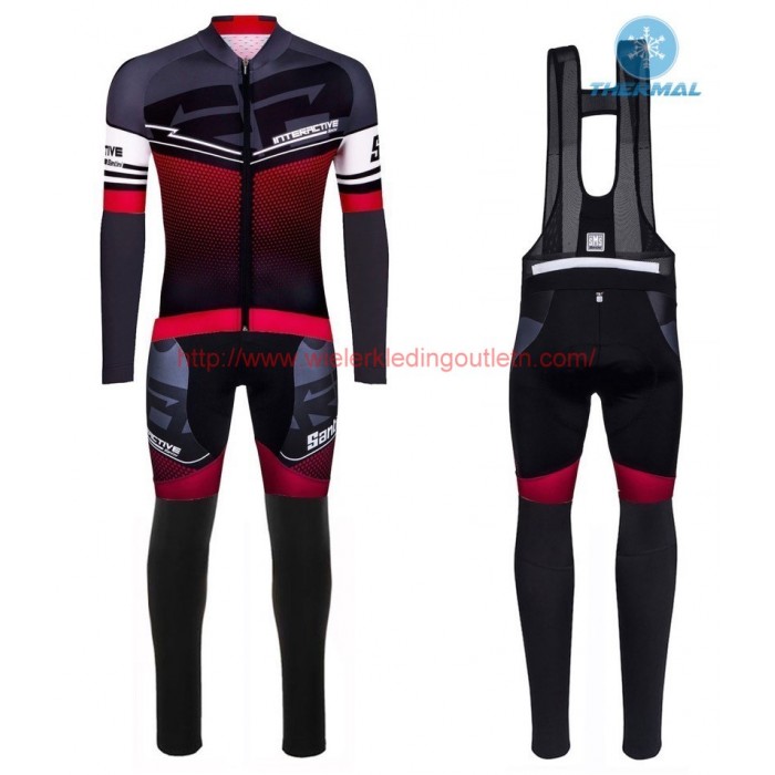 2016 Santini Interactive 30 zwart-rood Winter Set Wielerkleding Wielershirt lange mouw+Lange fietsbroeken Bib 213642 2016 Santini Interactive 30 zwart-rood Winter Set Wielerkleding Wielershirt lange mouw+Lange fietsbroeken Bib 213642