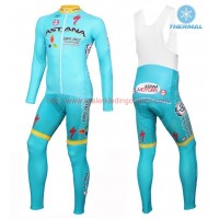 2016 Astana Pro Team Winter Set Wielerkleding Wielershirt lange mouw+Lange fietsbroeken Bib 213519