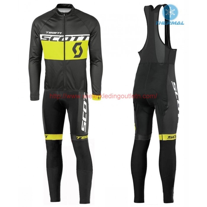 2016 Scott Team zwart-geel Winter Set Wielerkleding Wielershirt lange mouw+Lange fietsbroeken Bib 213658 2016 Scott Team zwart-geel Winter Set Wielerkleding Wielershirt lange mouw+Lange fietsbroeken Bib 213658