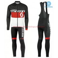 2016 Scott Team zwart-rood-wit Winter Set Wielerkleding Wielershirt lange mouw+Lange fietsbroeken Bib 213662