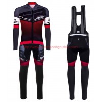 2016 Santini Interactive 30 zwart-rood Set Wielerkleding Wielershirt lange mouw+Lange fietsbroeken Bib 213641