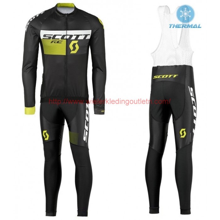 2016 Scott RC zwart-geel Winter Set Wielerkleding Wielershirt lange mouw+Lange fietsbroeken Bib 213693 2016 Scott RC zwart-geel Winter Set Wielerkleding Wielershirt lange mouw+Lange fietsbroeken Bib 213693